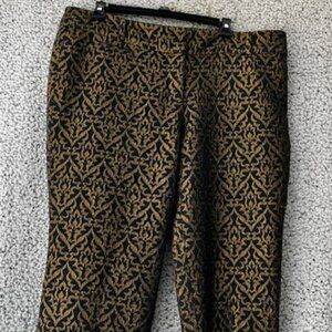 LOFT Black and Gold Patterned Pants